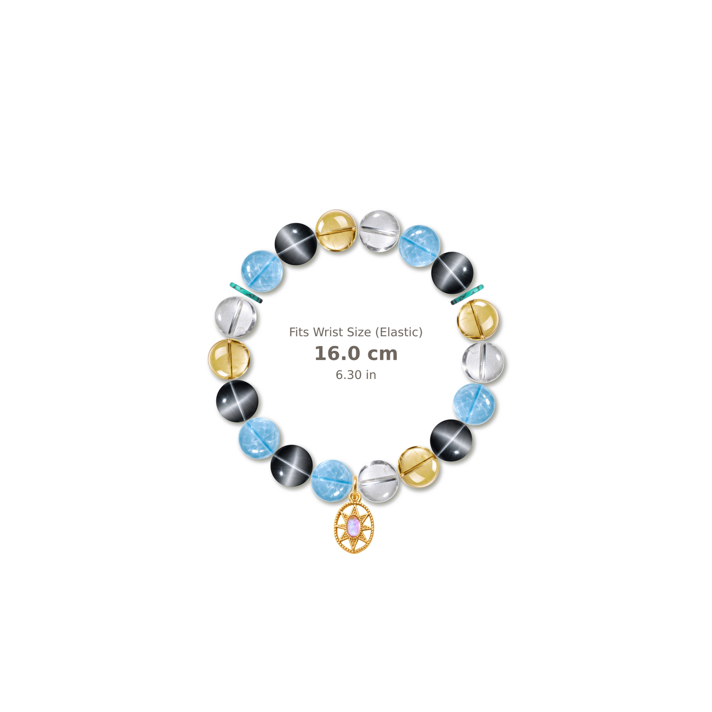 Travel Compass Bracelet mixed crystal bracelet design — alternating beads with evenly spaced accents and reference-style soft shadow
