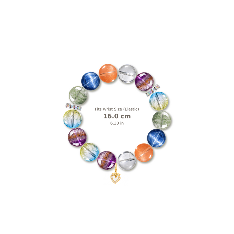 Weekend Rainbow Bracelet mixed crystal bracelet design — alternating beads with evenly spaced accents and reference-style soft shadow