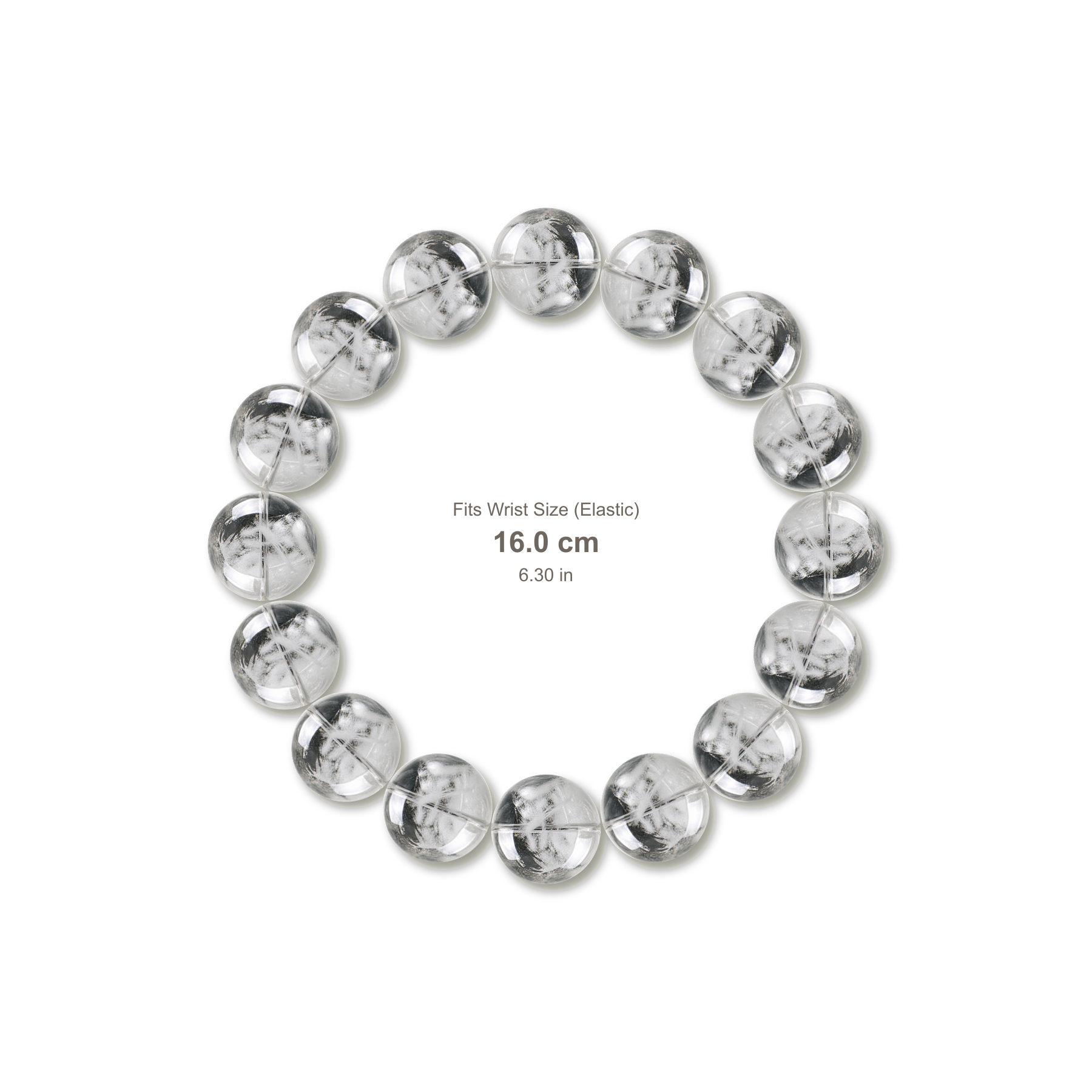 White Phantom Quartz Bracelet bracelet design — contact spacing 10mm, reference-style soft shadow, no string v9