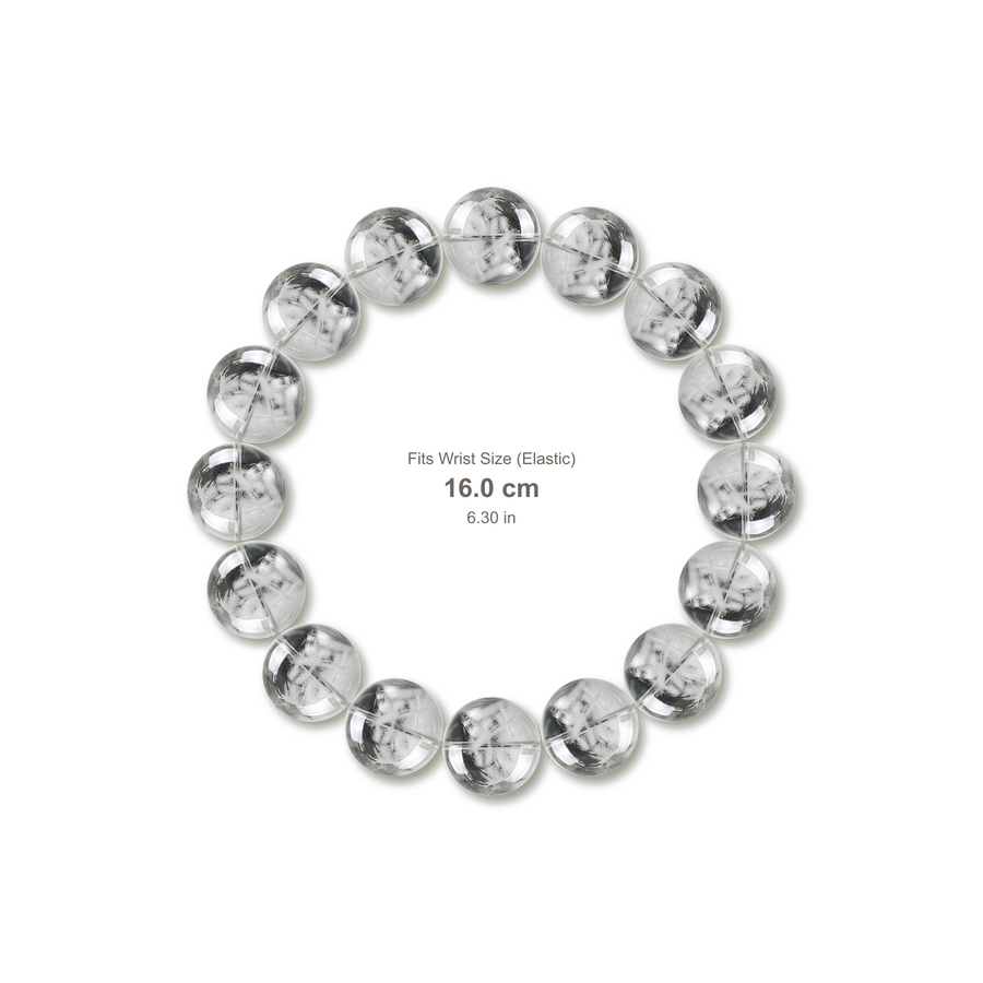 White Phantom Quartz Bracelet bracelet design — contact spacing 10mm, reference-style soft shadow, no string v9