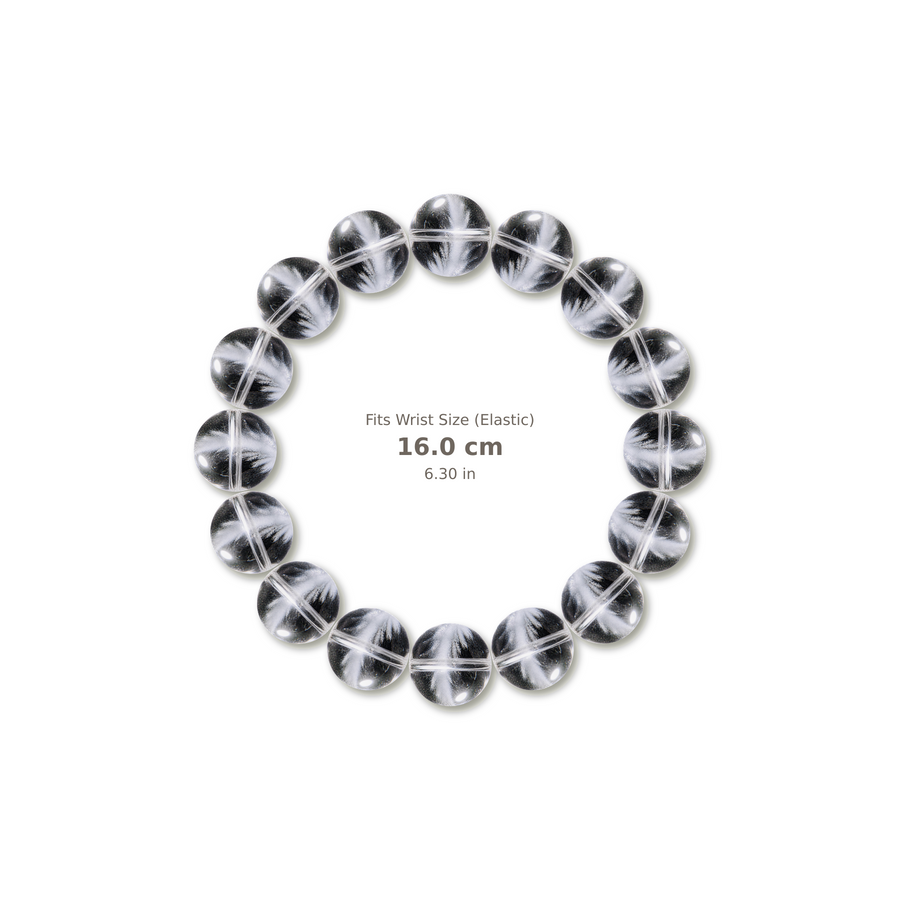 White Pyramid Phantom Quartz Bracelet bracelet design — contact spacing 8mm, reference-style soft shadow, no string v9